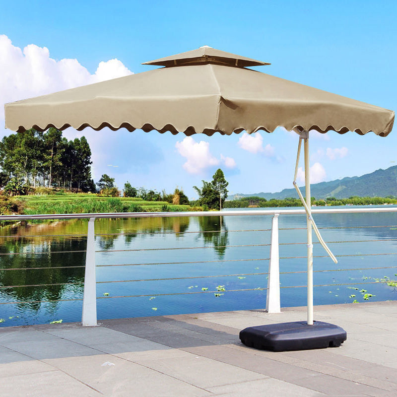 3.5m Large Square Cantilever Outdoor Umbrella Beige Tan