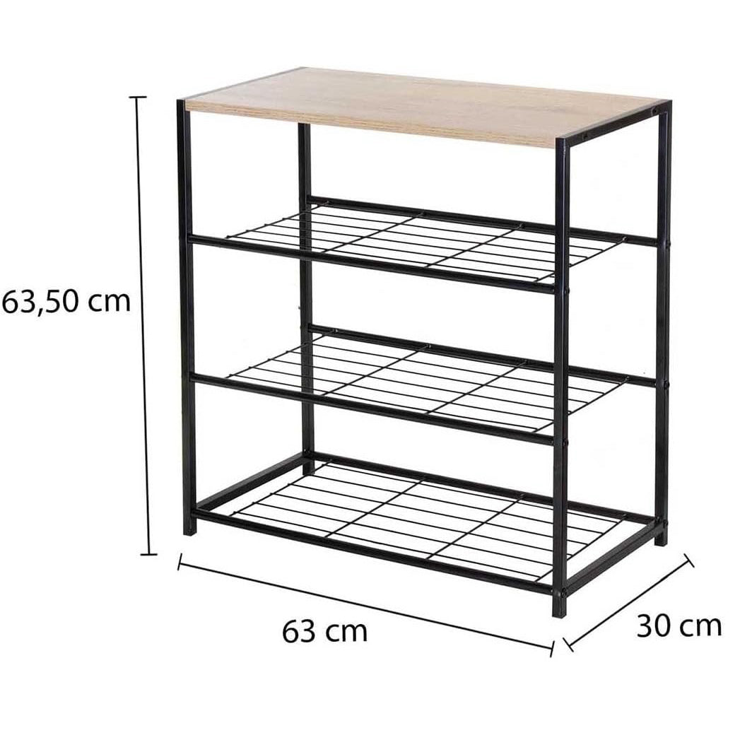 4-Tier Wood Metal Shoe Rack Entryway Storage Shelf Organiser Stand Oak