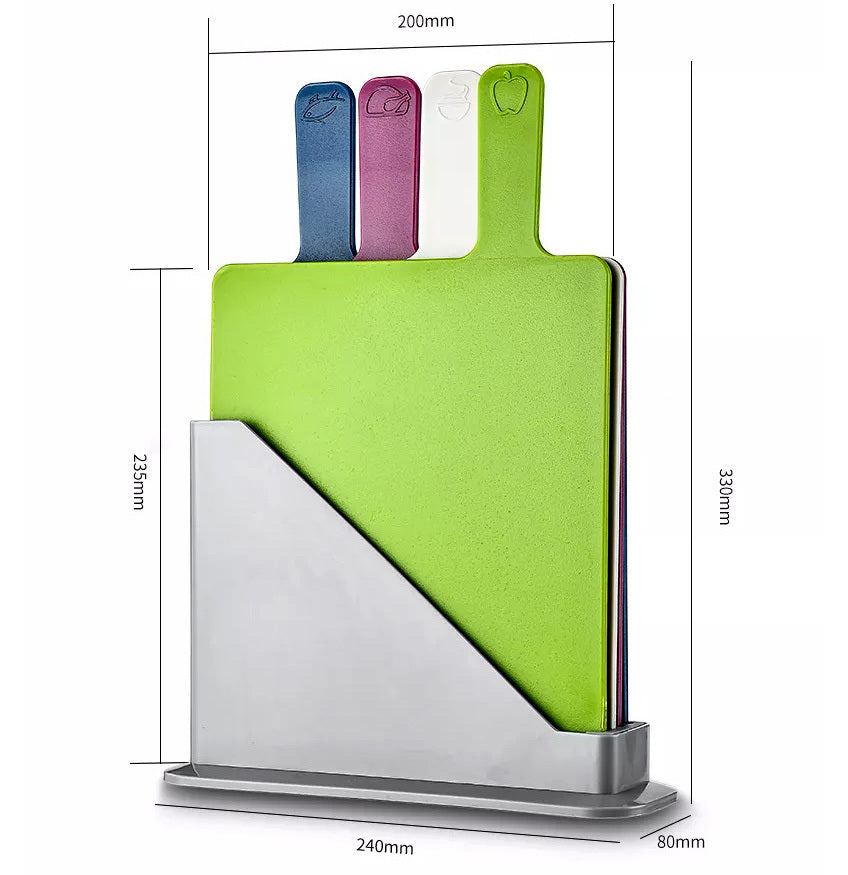 Colour Coded Chopping Boards Set with Stand for Kitchen Food Safety