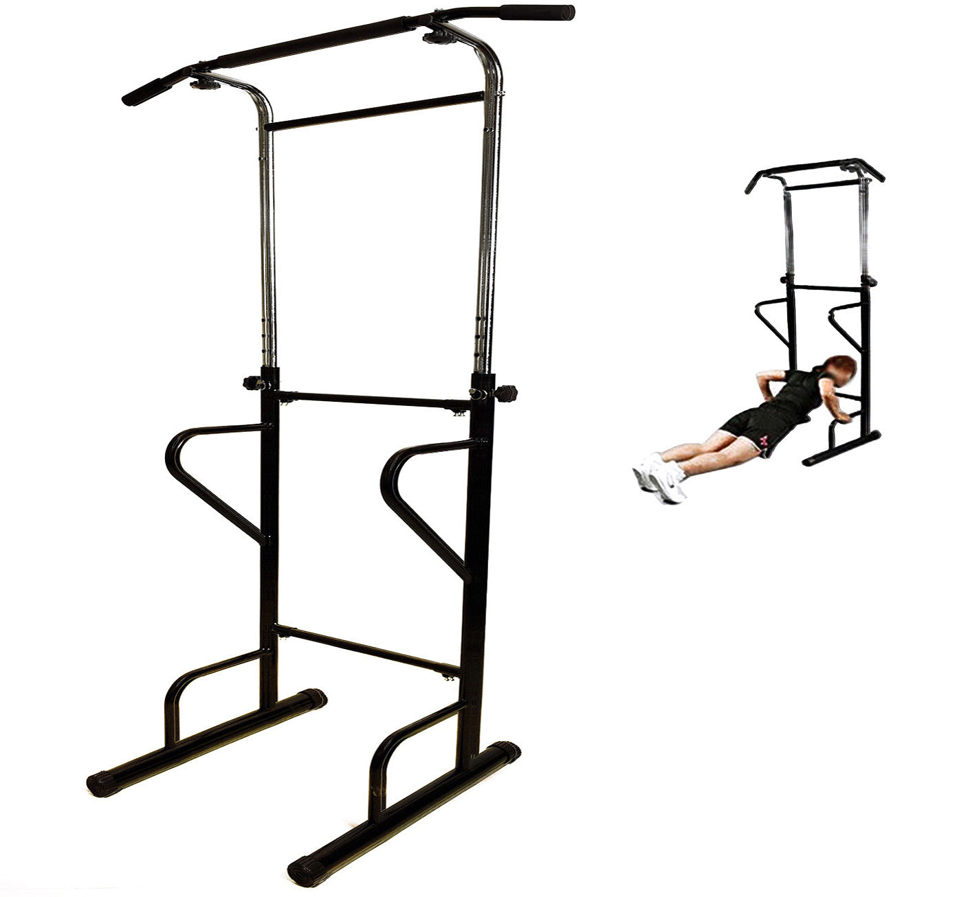 Adjustable Power Tower Pull Up Dip Bar Fitness Station Home Gym Equipment
