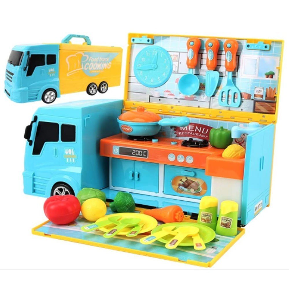 Kids Food Truck Kitchen Cooking Play Set 33-Piece Fun Toy for Imaginative Play