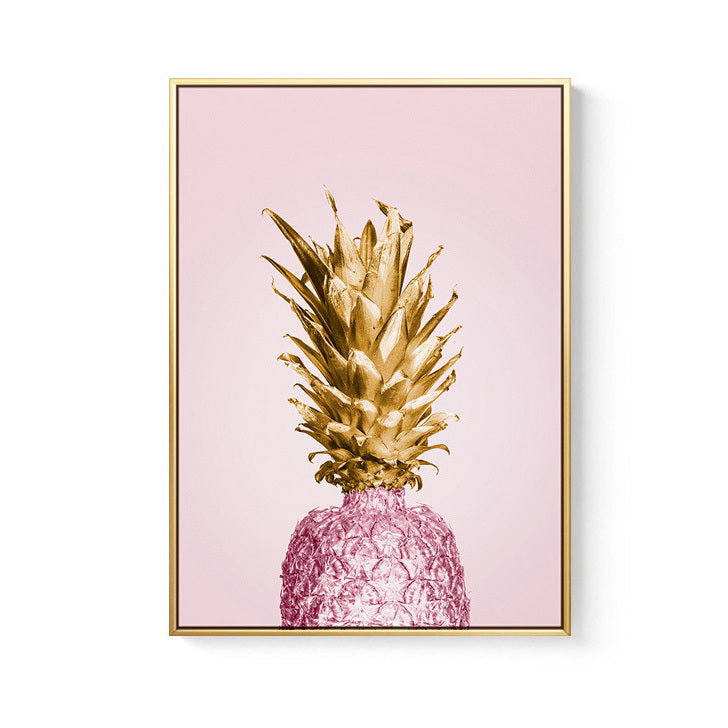 40cm Luxe Pineapple Painting Framed Canvas Wall Art Tropical Decor