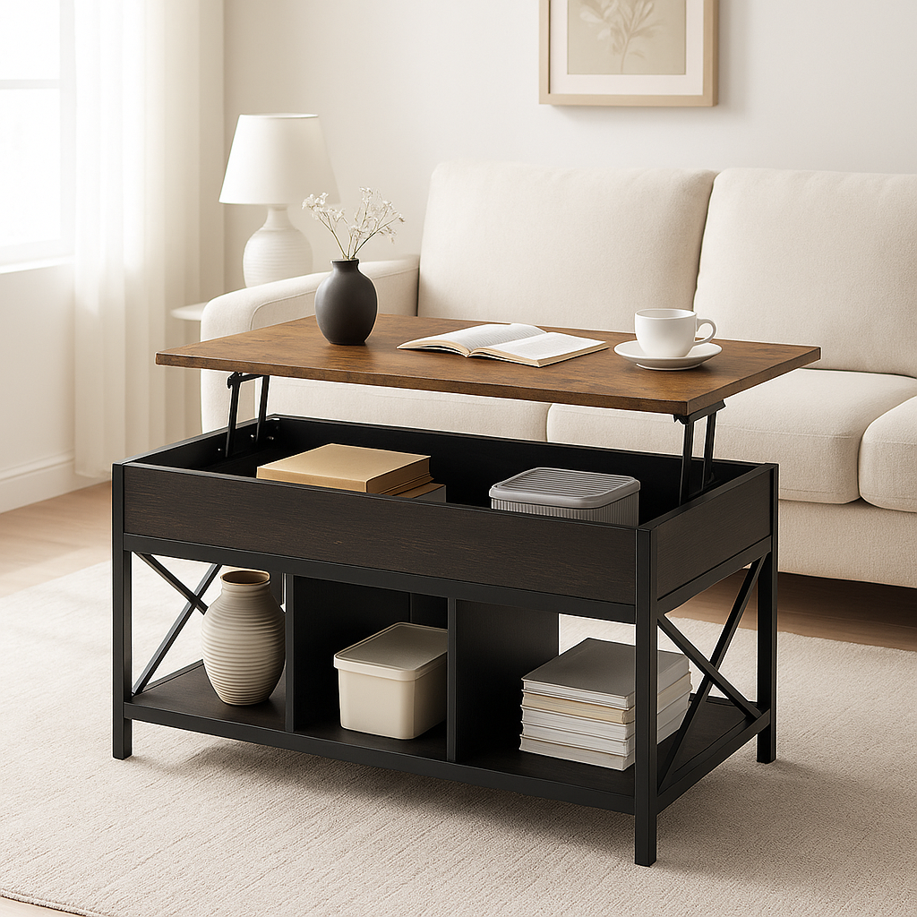 Multifunction Lift Top Coffee Table with Storage Shelf Organizer