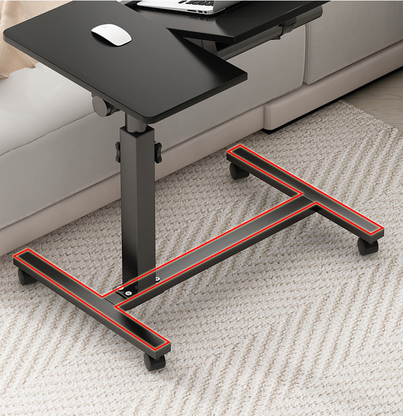 Adjustable Portable Sofa Bed Side Table Laptop Desk with Wheels Rustic Wood