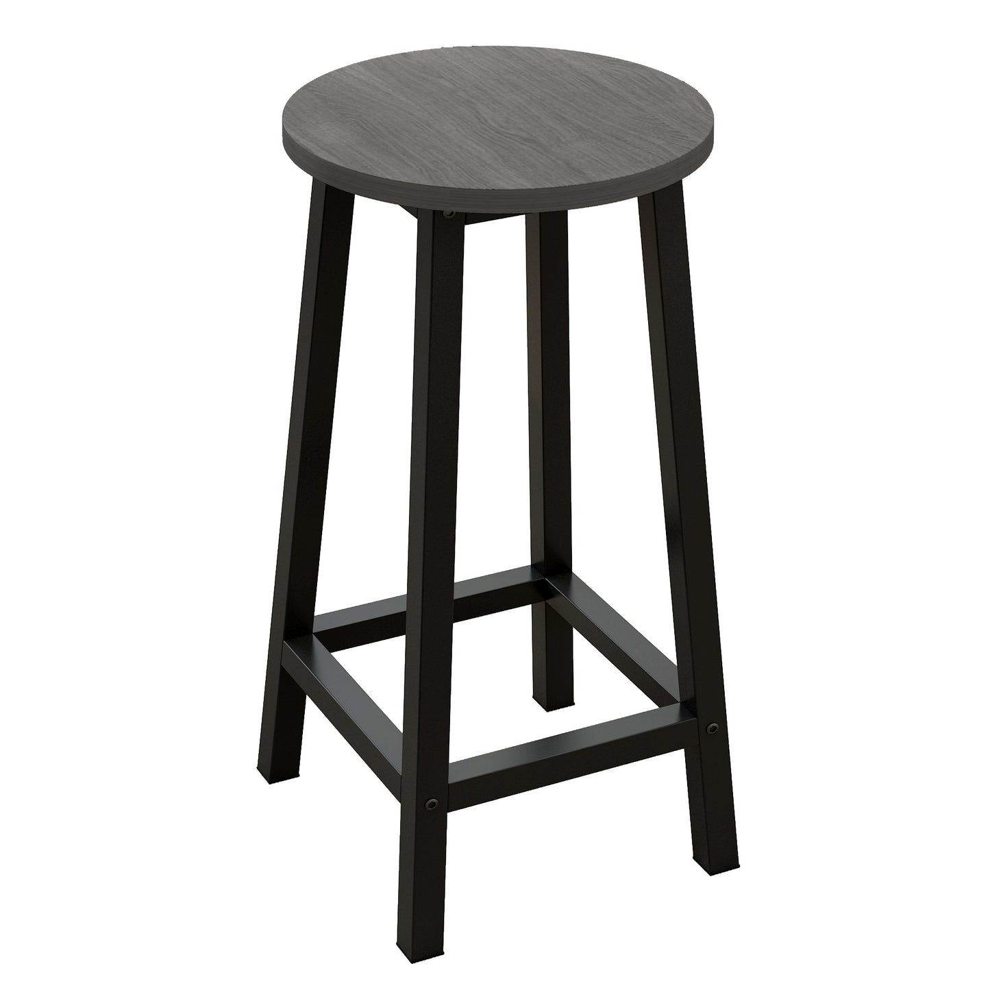 Set of 2 Rustic Grey Industrial Bar Stools Wood & Metal Design