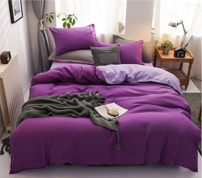 Single Size Luxe Home Quilt Cover Bedding Set Purple Lilac