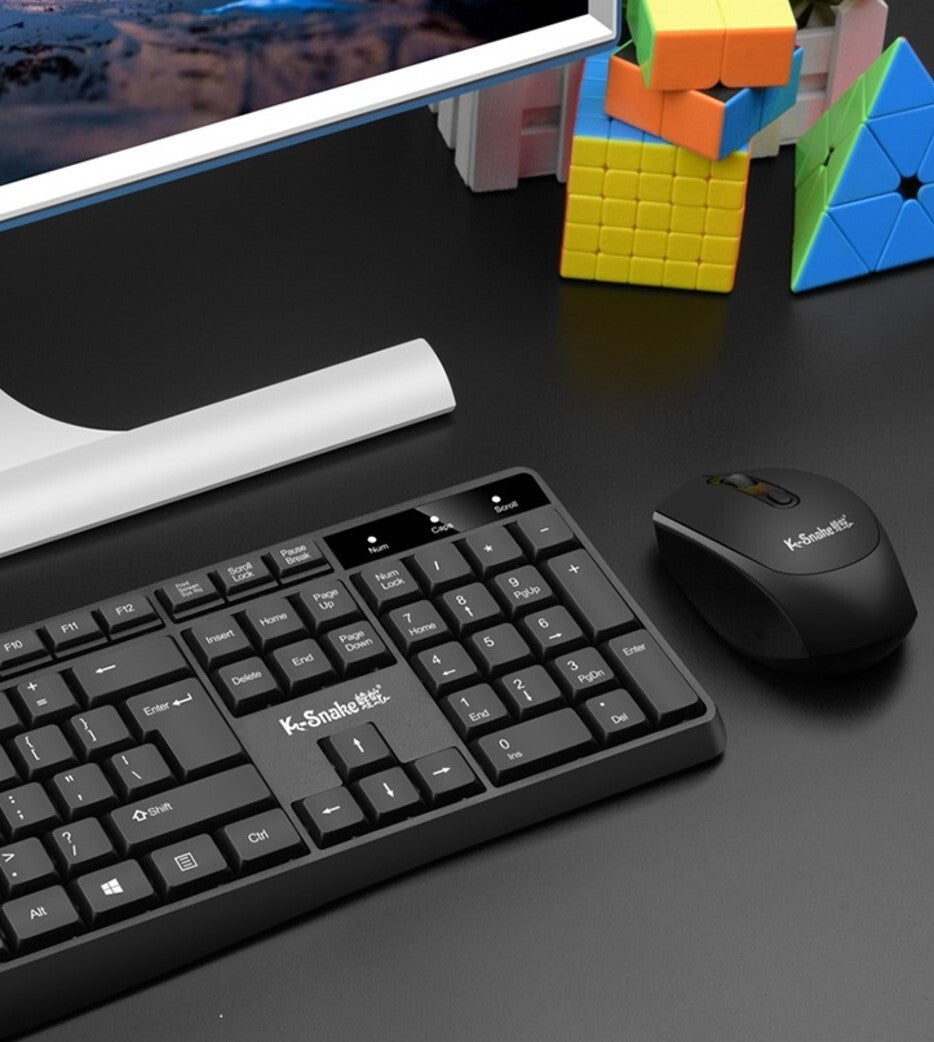 Full Size Professional Wireless Keyboard and Mouse Combo Set for Office Use