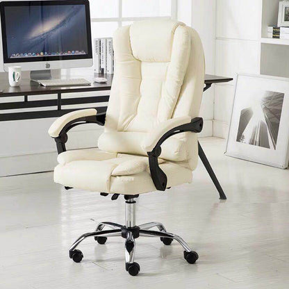 Deluxe Executive Reclining Office Chair Ergonomic Design White Cream