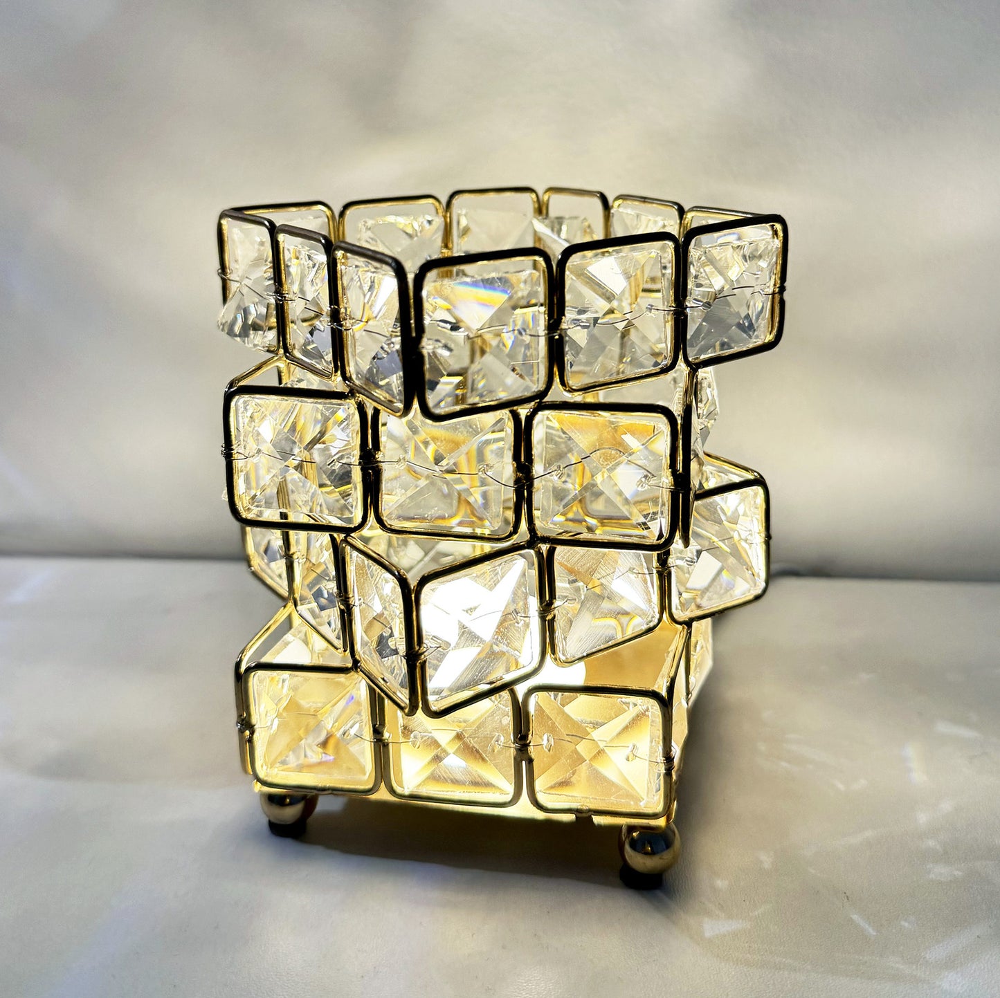 Geometric Diamond Crystal LED Rubik's Cube Table Lamp Decorative Night Light