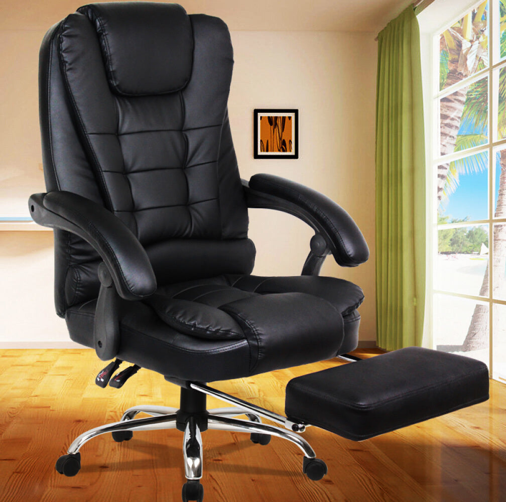 Executive Reclining Office Chair with Foot Rest Ergonomic Black