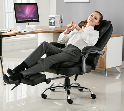 Executive Reclining Office Chair with Foot Rest Ergonomic Black