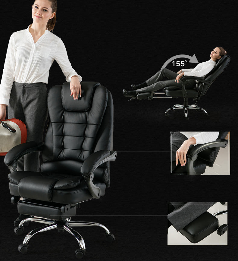 Executive Reclining Office Chair with Foot Rest Ergonomic Black