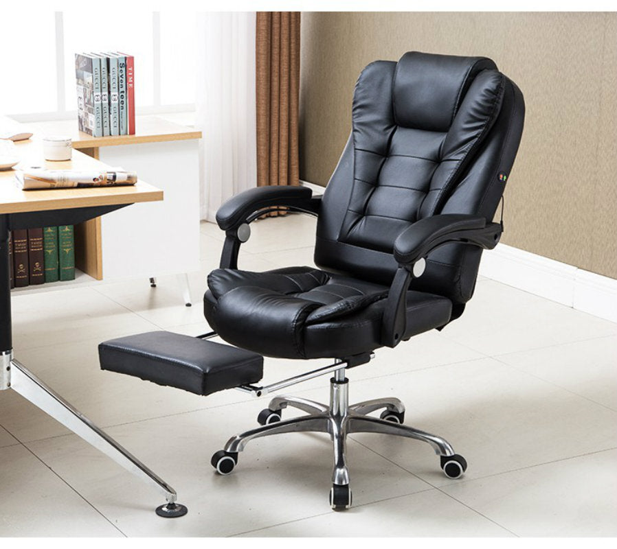 Executive Reclining Office Chair with Foot Rest Ergonomic Black