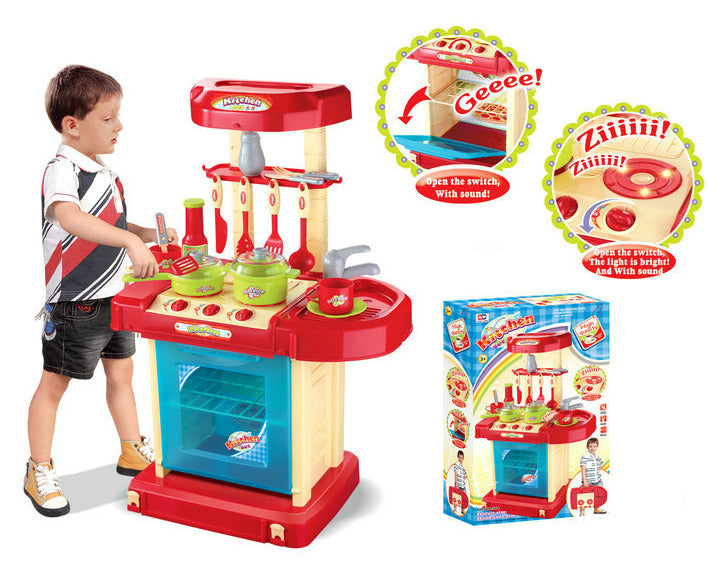 Realistic Kids Play Kitchen Set with Lights and Sounds for Imaginative Play