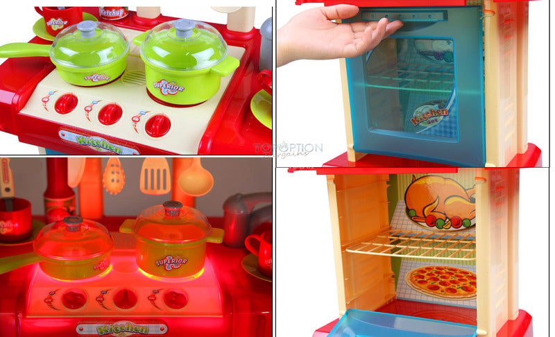 Realistic Kids Play Kitchen Set with Lights and Sounds for Imaginative Play