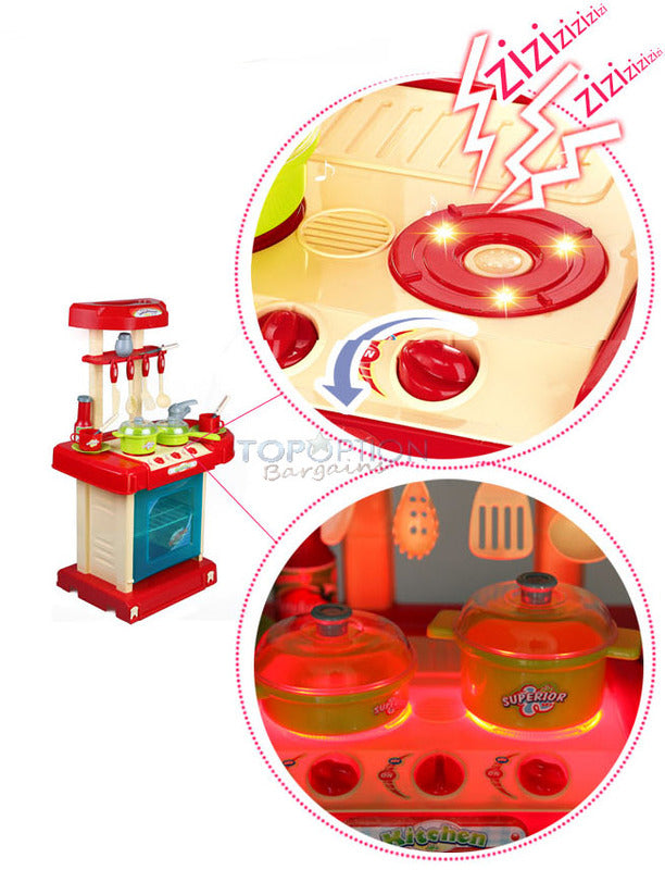 Realistic Kids Play Kitchen Set with Lights and Sounds for Imaginative Play