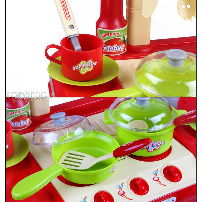 Realistic Kids Play Kitchen Set with Lights and Sounds for Imaginative Play