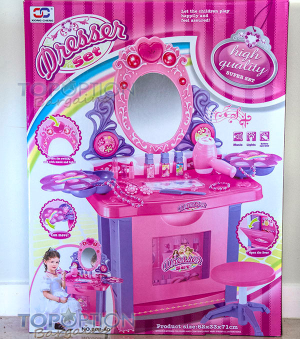 Kids Vanity Table Play Set with Music and Light for Ultimate Fun