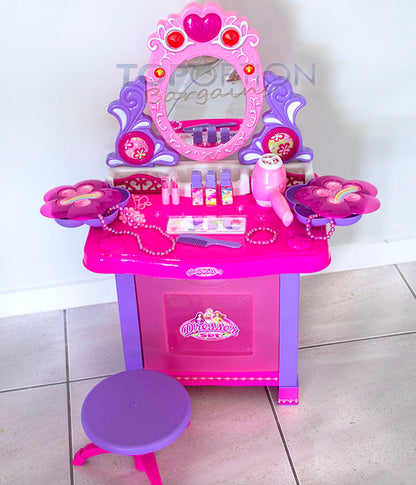 Kids Vanity Table Play Set with Music and Light for Ultimate Fun