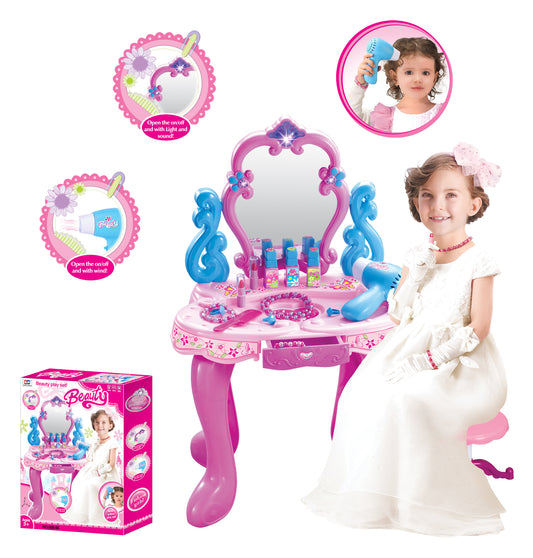 Kids Vanity Table Play Set with Music and Light for Girls