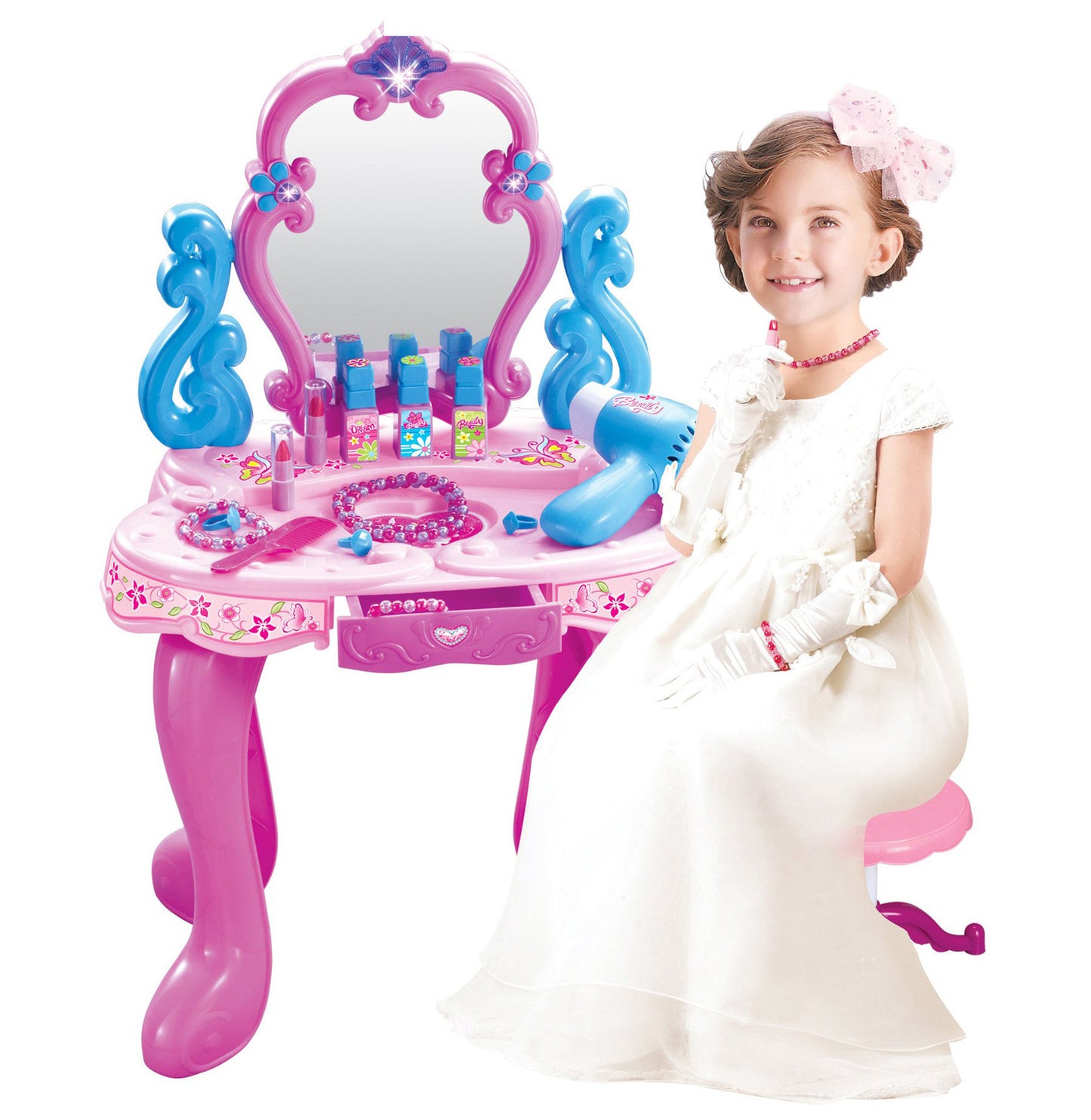 Kids Vanity Table Play Set with Music and Light for Girls