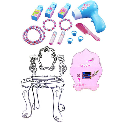 Kids Vanity Table Play Set with Music and Light for Girls