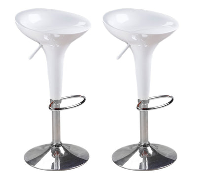 Set of 2 High Gloss Designer Bar Stools Modern White