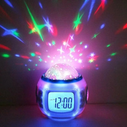 Starry Sky Projection Digital Alarm Clock with Music and Calendar