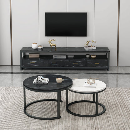 Luxor 2-in-1 Designer Marble Look Nested Coffee Tables