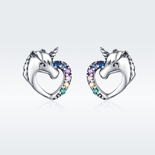 Sterling Silver Unicorn Stud Earrings for Women and Girls