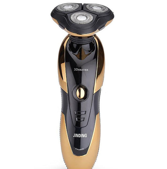 Gold 3D Floating 3-Head Rotating Rechargeable Electric Shaver for Smooth Shave