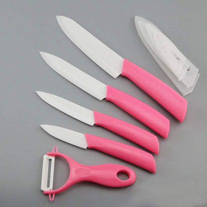 6 Piece Ultra Sharp Ceramic Knife Set for Kitchen Pink