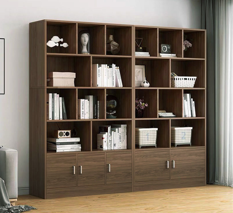 10-Shelf 2-Door Wardrobe Cabinet Storage Solution Black Walnut