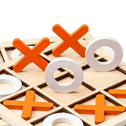 Wooden Tic Tac Toe Game Set Classic XO Board Game Orange