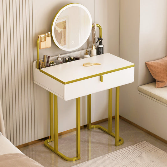 LED Vanity Table with Mirror and Storage Drawers for Makeup and Beauty