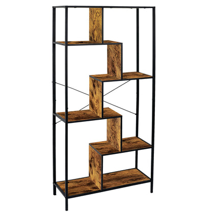 Tall Rustic Bookcase Display Shelf Bookshelf Organizer for Home Office