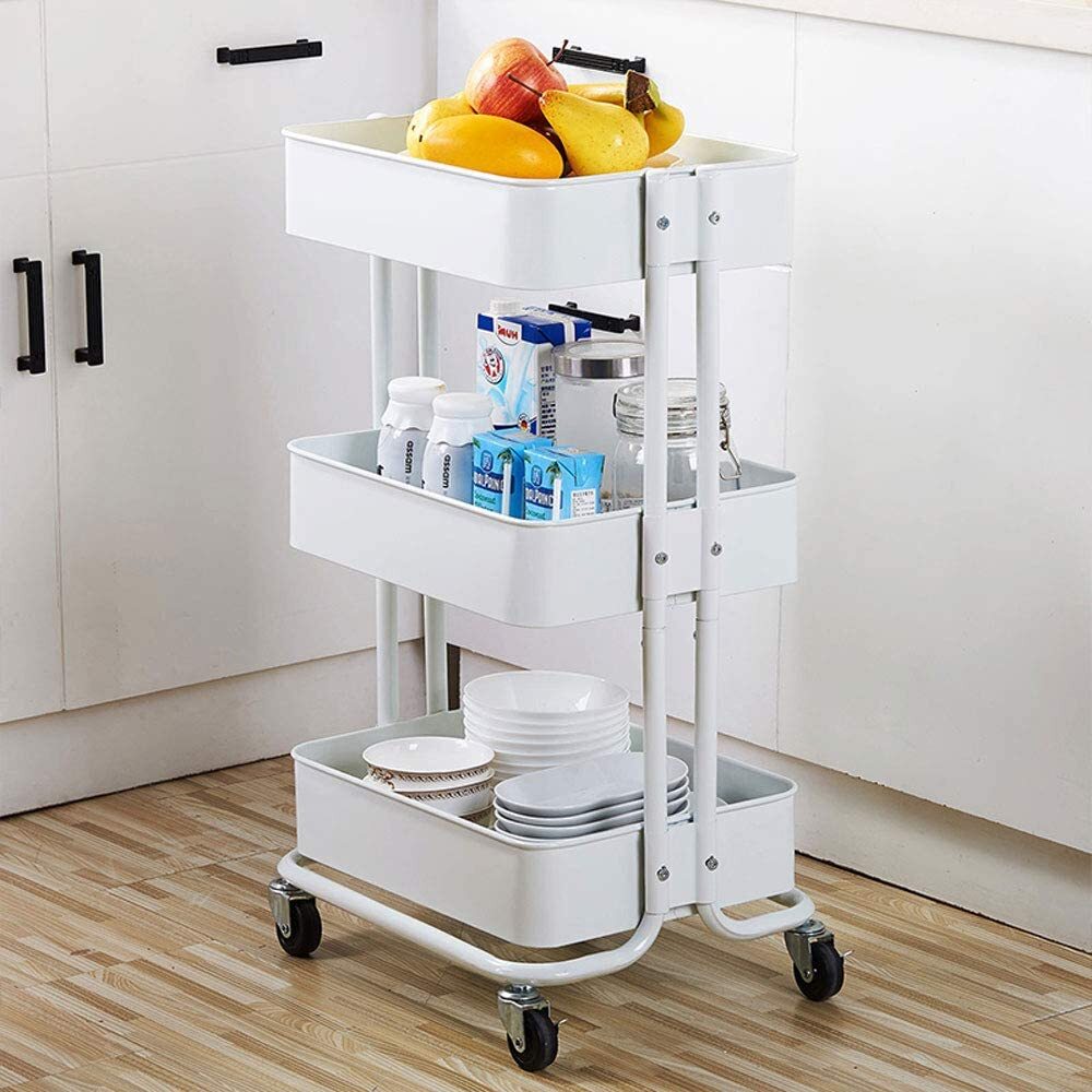 3-Tier Rolling Storage Utility Cart Shelf Organizer Trolley for Home and Office