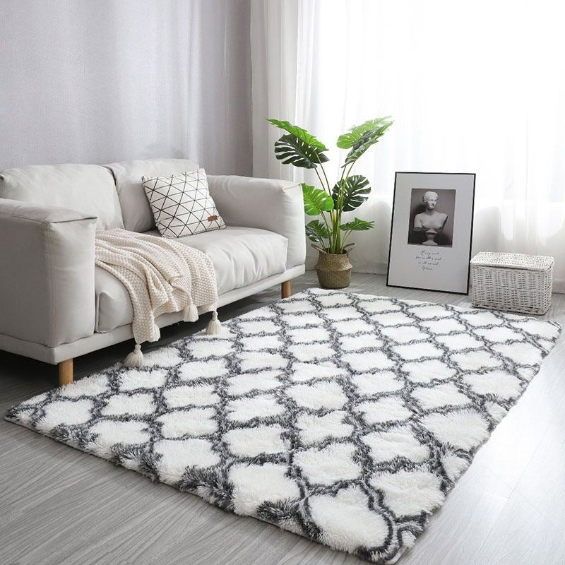 300 x 200 XL Soft Comfortable Shag Rug White Lattice