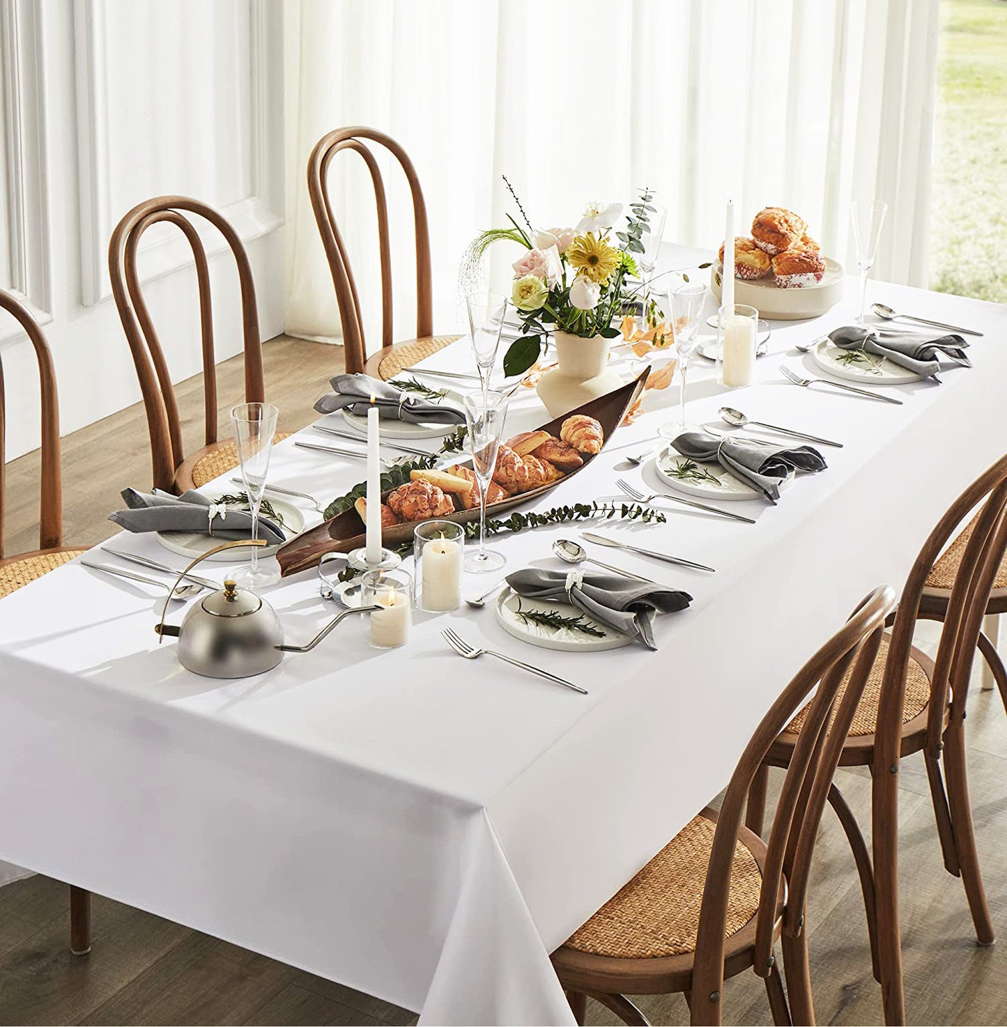 Large Rectangle Party Tablecloth Perfect for Events and Gatherings White