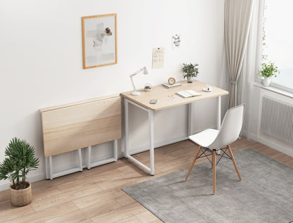 Space-Saving Folding Table Desk for Home Office White Oak