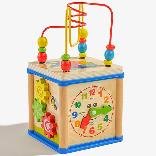 Interactive Wooden Activity Cube for Toddlers Educational Learning Toy