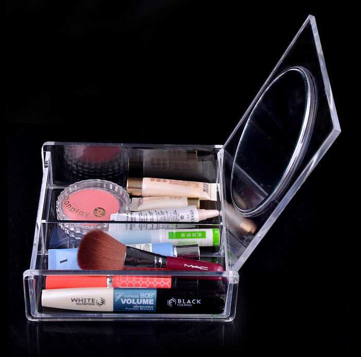 Portable Makeup Organizer with Large Mirror for Crystal Clear Cosmetic Storage