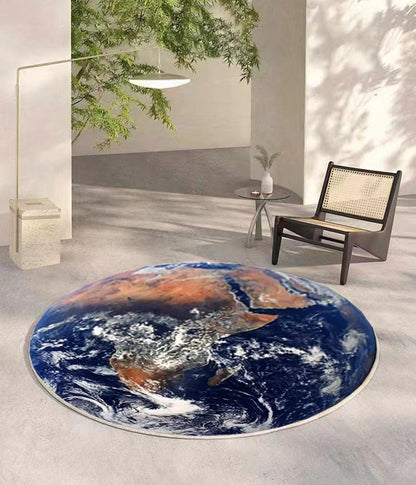 Luxury Plush Comfort Infinity Round Earth Planet World Rug