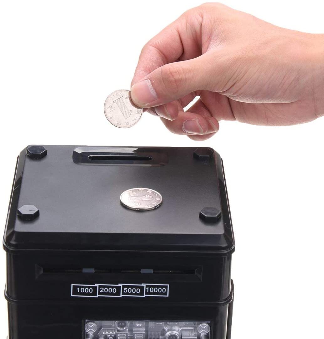 Secure Digital Kids ATM Piggy Bank Safe Money Saving Box with Electronic Lock