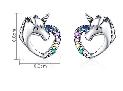 Sterling Silver Unicorn Stud Earrings for Women and Girls