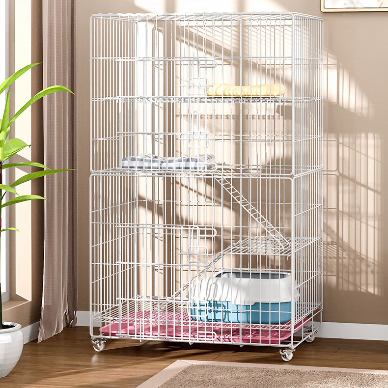 Large 4 Tier Pet Cat Bird Cage Pet Home Exercise Crate Playpen White