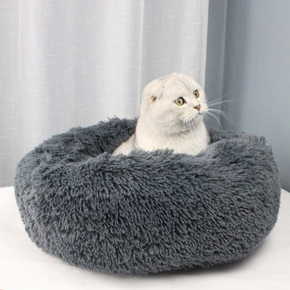 70cm Cozy Plush Soft Fluffy Pet Bed for Dogs and Cats Dark Grey