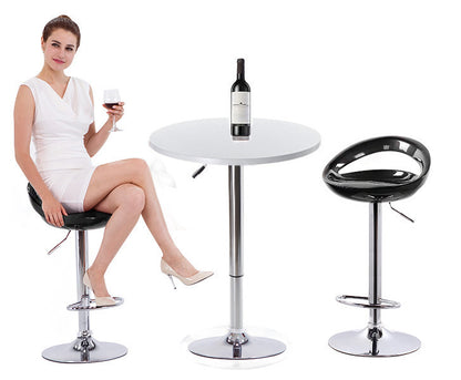 Set of 2 High Gloss Designer Bar Stools Modern Black