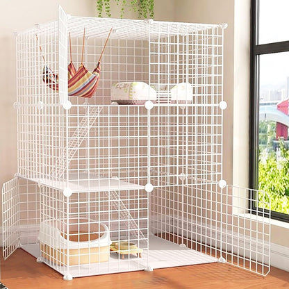 Large Pet Home Cat Cage Metal Wire Kennel Playpen Exercise Crate White