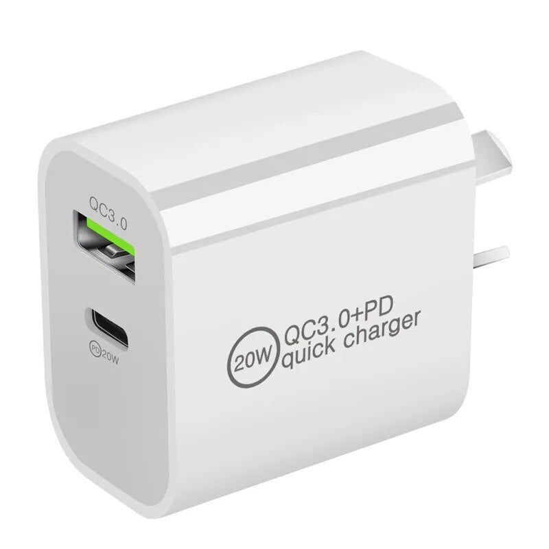 20W Fast Charger USB C PD & USB-A QC Wall Adapter iPhone Android AU Plug